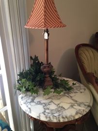 Round marble top Victorian side table