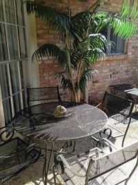 Patio set - table & 4 chairs; artificial tree. We look forward to seeing you at our first 2018 estate sale---5810 Foxcroft (off Rieck Road)!