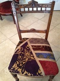 Antique chair with colorful upholstery