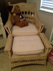 Wicker chair and ottoman