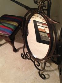 Small foot stool; oval mirror