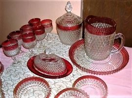 VINTAGE KINGS CROWN DIAMOND POINT GLASSWARE