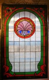 LARGE STAINED GLASS WINDOW HANGING 