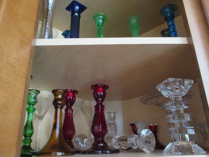 Variety of Glass Candlesticks