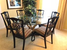 Gorgeous Vintage Italian Brass Dolphin Tail Koi base dining table with 6 chairs 