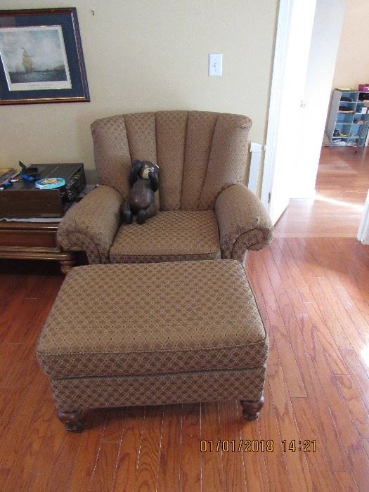 Fabric chair and ottoman