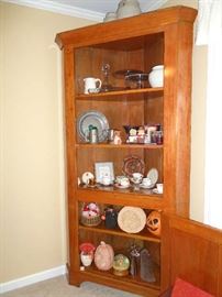 vintage corner cabinet, shown with bottom open