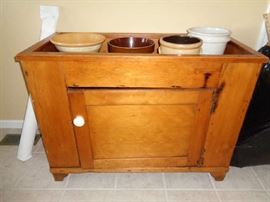 vintage dry sink w/a few crock pieces