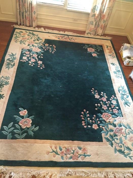 #2 chinese 8x10 green cream rug $100