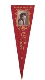EARLY 1900s SILENT MOVIE STAR FELT PENNANT. Given With Subscriptions To Motion Picture Magazine, Motion Picture Classic Magazine & Film Fun Magazine.