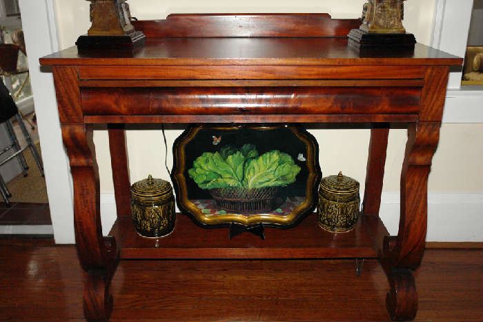 empire pier table with hand painted tole tray