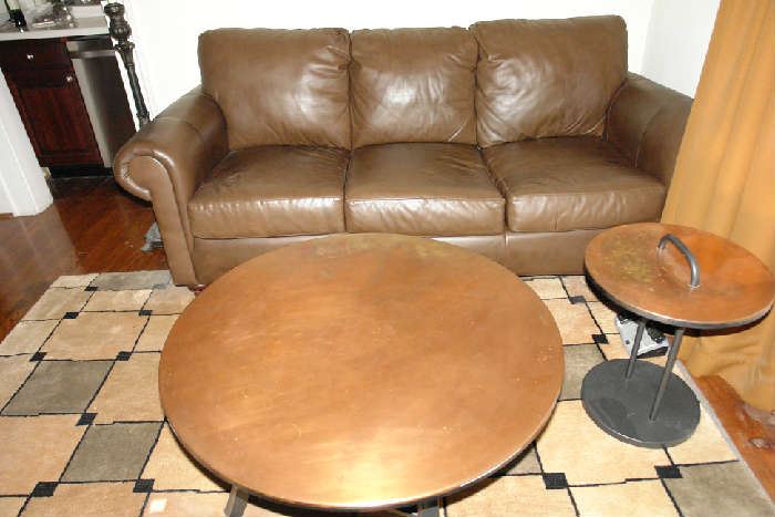 Copper top coffee table and matching side table