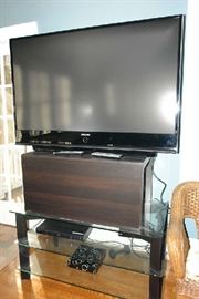 Flat screen TV and glass stand