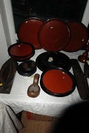 Japanese wooded lacquerware and decorative items