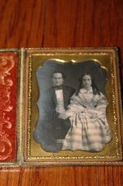 Daguerreotype of handsome couple, Circa 1855. Quarter plate size