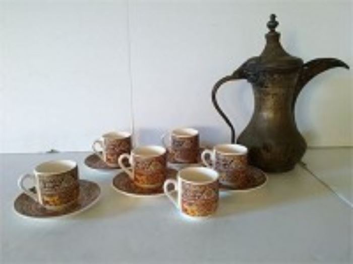 Turkish Copper Coffee Pot Cups