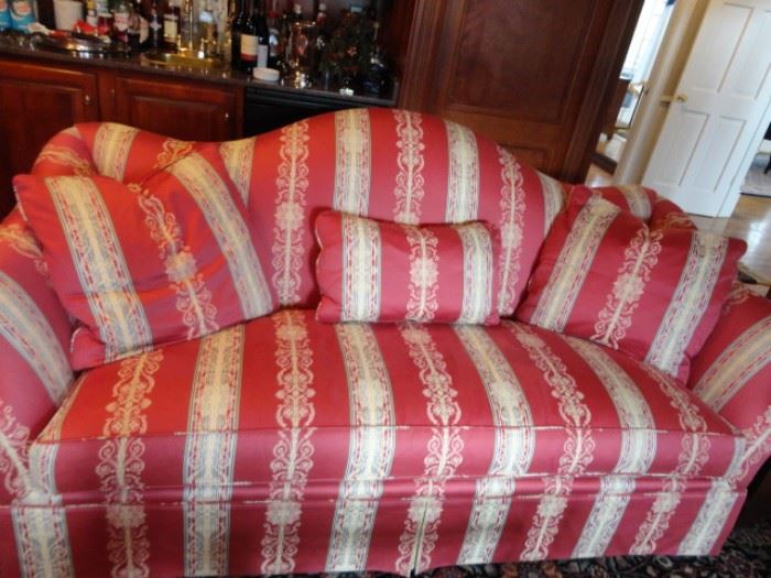Baker Furniture red couch loveseat