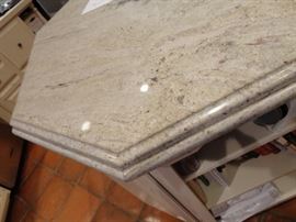 Large octagon solid marble countertop.