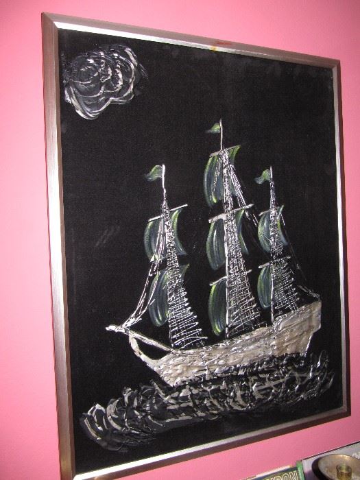 We have it! ship painting on velvet
