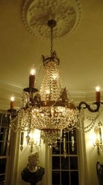 French Empire Cut Crystal Chandelier, Approx 36" High x 33" Wide, $3,500