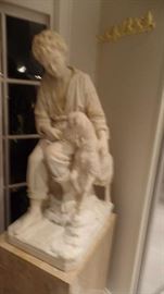 Life Size Marble Statue on Pedestal, Italian Artist, Signed, $6,500