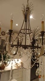 Wrought Iron and Crystal Chandelier, $4,200