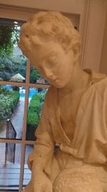 Life Size Marble Statue on Pedestal, Italian Artist, Signed, $6,500