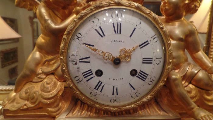 Period French, Gold Dore Clock with Sevres Porcelain Plaques, $3,500