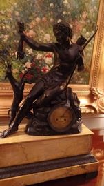 C. 1890 Bronze and Marble Mantle Clock, $3,200