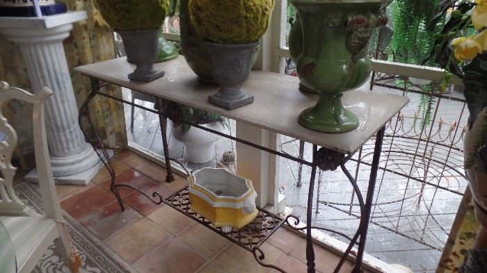 marble with cast iron base serving table..$1,200