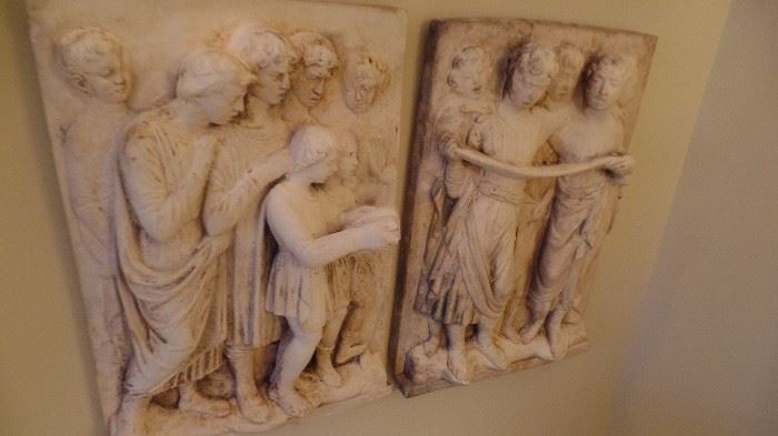 antique plaster wall plaques...pair $900