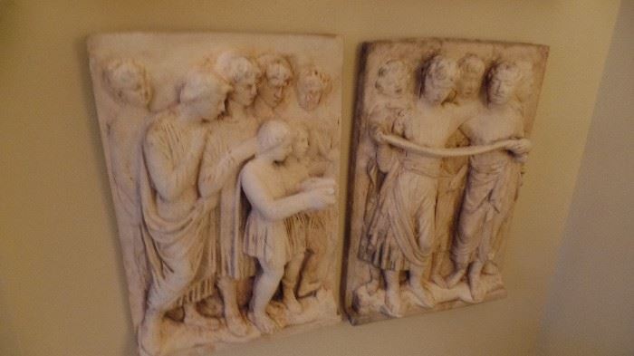 pair antique wall plaques