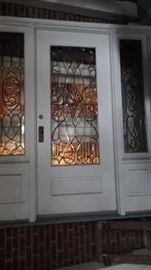 Leaded Glass Front Door with Side Panels.  $1,500