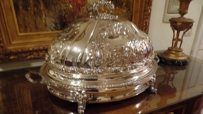 Silver plate Covered Serving Platter