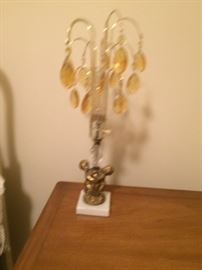 art deco lamp cherub with amber crystals. Old, not repo
