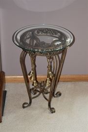 Round Glass Top With Brass Stand