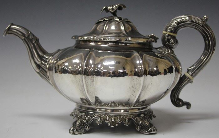 LOT #25- EARLY 19TH CENTURY ENGLISH SILVER TEAPOT