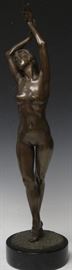 LOT #193- AFTER DEGAS, CAST BRONZE OF FEMALE NUDE