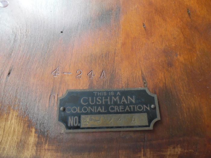 Metal Cushman furniture tag