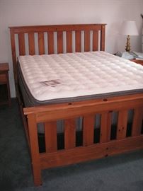 Stearns & Foster 2017 Queen mattress/box.  Paid $1500.  Unfortunately, it has a stain.  Pine Mission bed frame.  Sold seperately.