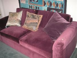 Purple velvet love seat