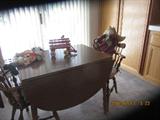 Drop down maple table and two chairs