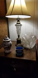 Crystal lamp, French vase.