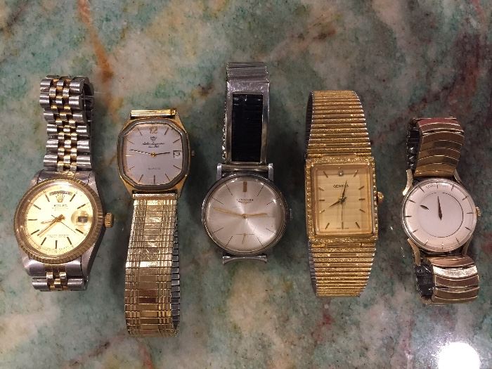 A few of many watches.  Rolex is fake.