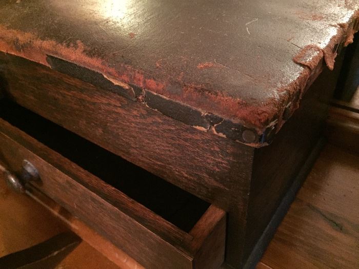 Antique keepsake box, leather top