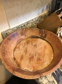 Very old hand carved wooden dough bowl