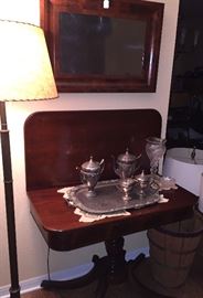 Vintage tea service.   Silver plate over copper.  Grape design