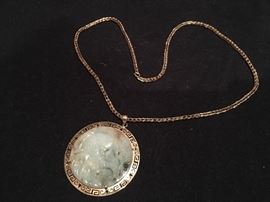 14kt gold chain with jade carving