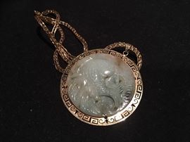 Jade necklace on 14 kt chain