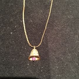 14kt gold necklace with ruby...matching ear rings available 